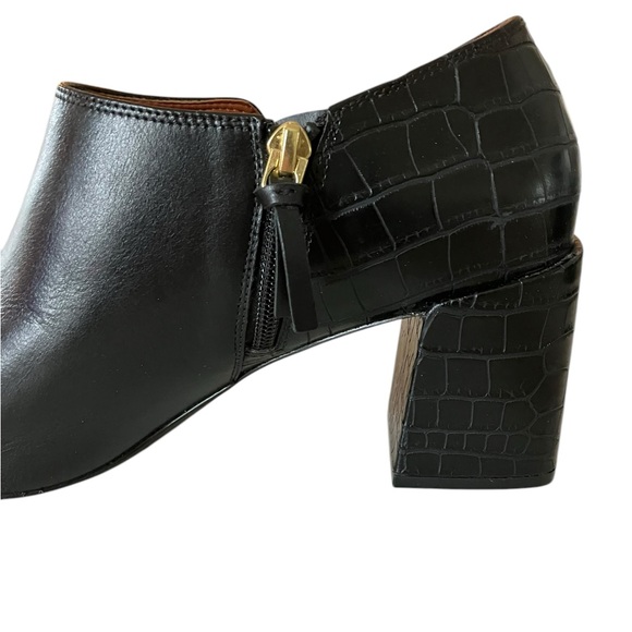 Vionic Linda Heeled Shortie Bootie Leather Shoes Croc Embossed Black Size 10 - Picture 7 of 16
